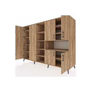 Kronos Dolap 13 Raflı 6 Kapaklı 220x59x163 Çam-çam