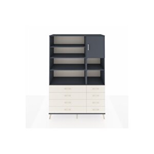 Hyperion Dolap 8 Raflı 8 Çekmeceli Tek Kapaklı  132x44x195 Antrasit-antrasit/aytaşı