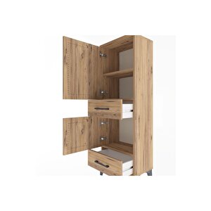 Arges Dolap 3 Raflı 2 Çekmeceli 2 Kapaklı 44x30x134 Çam-çam