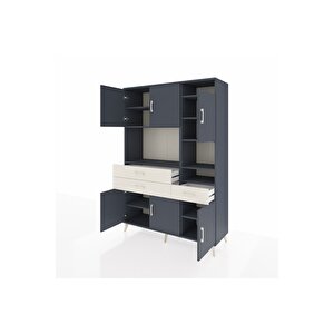 Hyperion Dolap 10 Raflı 3 Çekmeceli 6 Kapaklı 132x44x195 Antrasit-antrasit/aytaşı