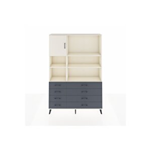 Arges Dolap 7 Raflı 8 Çekmeceli Tek Kapaklı  132x30x195 Aytaşı-aytaşı/antrasit