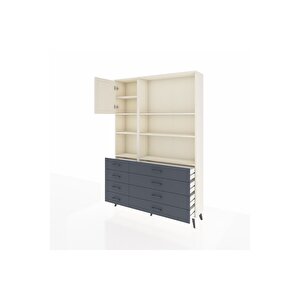 Arges Dolap 7 Raflı 8 Çekmeceli Tek Kapaklı  132x30x195 Aytaşı-aytaşı/antrasit