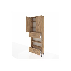 Arges Dolap 5 Raflı 2 Çekmeceli 2 Kapaklı 88x30x243 Çam-çam