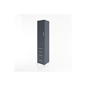 Hyperion Dolap 3 Raflı 4 Çekmeceli Tek Kapaklı 44x44x221 Antrasit-antrasit