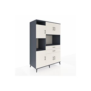 Kronos Dolap 8 Raflı 2 Çekmeceli 6 Kapaklı 132x59x195 Antrasit-aytaşı/aytaşı