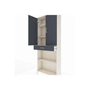 Arges Dolap 4 Raflı Tek Çekmeceli 2 Kapaklı 88x30x221 Aytaşı-antrasit