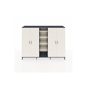 Hyperion Dolap 12 Raflı 4 Kapaklı 220x44x163 Antrasit-aytaşı