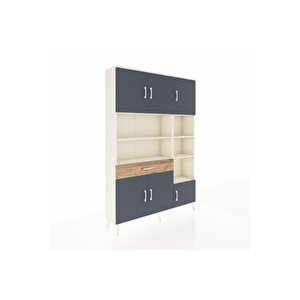 Arges Dolap 10 Raflı Tek Çekmeceli 6 Kapaklı 132x30x195 Aytaşı-antrasit/çam