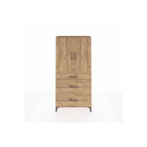 Arges Dolap 3 Raflı 3 Çekmeceli 2 Kapaklı 88x30x182 Çam-çam