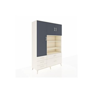 Hyperion Dolap 9 Raflı 5 Çekmeceli 3 Kapaklı 132x44x195 Aytaşı-antrasit/aytaşı