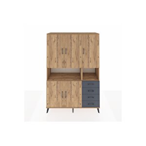 Hyperion Dolap 7 Raflı 4 Çekmeceli 5 Kapaklı 132x44x195 Çam-çam/antrasit