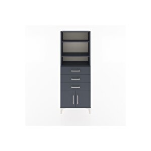 Arges Dolap 3 Raflı 3 Çekmeceli 2 Kapaklı 60x30x163 Antrasit-antrasit