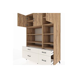Kronos Dolap 10 Raflı 4 Çekmeceli 3 Kapaklı 132x59x195 Çam-çam/aytaşı