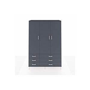 Hyperion Gardrop 5 Raflı 6 Çekmeceli Tek Askılı 132x44x195 Antrasit-antrasit