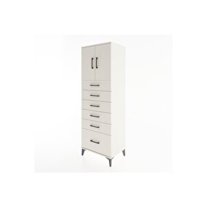 Hyperion Dolap Tek Raflı 6 Çekmeceli 2 Kapaklı 60x44x182 Aytaşı-aytaşı