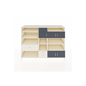 Kronos Dolap 13 Raflı 3 Çekmeceli 5 Kapaklı 220x59x163 Aytaşı-antrasit/aytaşı