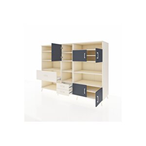 Kronos Dolap 13 Raflı 3 Çekmeceli 5 Kapaklı 220x59x163 Aytaşı-antrasit/aytaşı