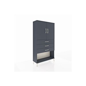 Arges Dolap 2 Raflı 3 Çekmeceli 2 Kapaklı 88x30x163 Antrasit-antrasit