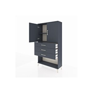 Arges Dolap 2 Raflı 3 Çekmeceli 2 Kapaklı 88x30x163 Antrasit-antrasit
