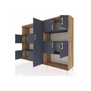 Hyperion Dolap 10 Raflı 9 Kapaklı 220x44x163 Çam-antrasit