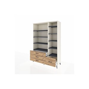 Hyperion Dolap 9 Raflı 4 Çekmeceli  132x44x195 Aytaşı-antrasit/çam