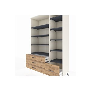 Hyperion Dolap 9 Raflı 4 Çekmeceli  132x44x195 Aytaşı-antrasit/çam