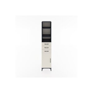 Hyperion Dolap 4 Raflı 3 Çekmeceli Tek Kapaklı 44x44x221 Antrasit-aytaşı