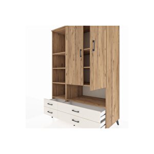Kronos Dolap 8 Raflı 4 Çekmeceli 2 Kapaklı 132x59x195 Çam-çam/aytaşı