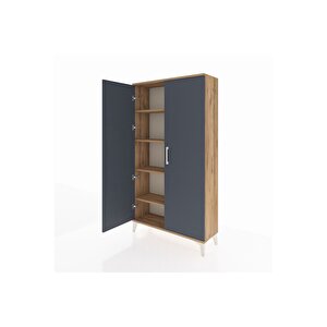 Arges Dolap 4 Raflı 2 Kapaklı 88x30x163 Çam-antrasit