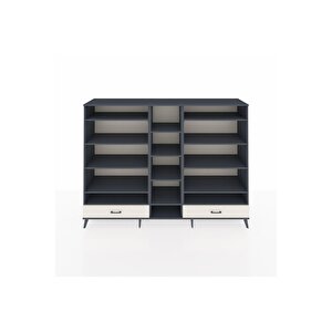 Hyperion Dolap 14 Raflı 2 Çekmeceli  220x44x163 Antrasit-antrasit/aytaşı