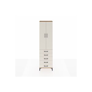 Arges Dolap 3 Raflı 5 Çekmeceli 2 Kapaklı 60x30x221 Çam-aytaşı