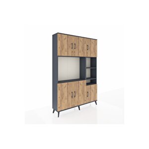Arges Dolap 10 Raflı 6 Kapaklı 132x30x195 Antrasit-çam/antrasit