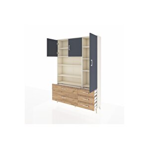 Arges Dolap 9 Raflı 5 Çekmeceli 3 Kapaklı 132x30x195 Aytaşı-antrasit/çam