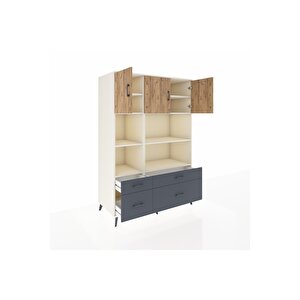 Kronos Dolap 8 Raflı 4 Çekmeceli 3 Kapaklı 132x59x195 Aytaşı-çam/antrasit