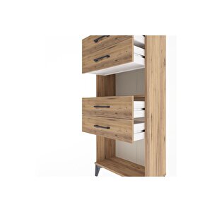 Arges Dolap Tek Raflı 4 Çekmeceli 60x30x134 Çam-çam