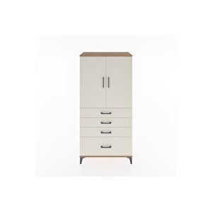 Hyperion Dolap 2 Raflı 4 Çekmeceli 2 Kapaklı 88x44x182 Çam-aytaşı