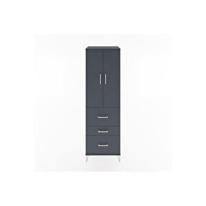 Hyperion Dolap 3 Raflı 3 Çekmeceli 2 Kapaklı 60x44x195 Antrasit-antrasit