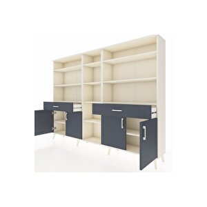 Arges Dolap 12 Raflı 2 Çekmeceli 4 Kapaklı 220x30x163 Aytaşı-antrasit