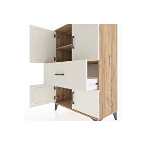 Hyperion Dolap 2 Raflı Tek Çekmeceli 4 Kapaklı 88x44x134 Çam-aytaşı