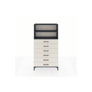 Arges Dolap 2 Raflı 6 Çekmeceli 88x30x163 Antrasit-aytaşı