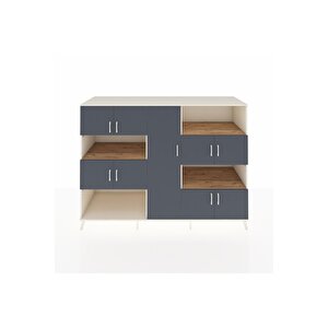 Kronos Dolap 10 Raflı 9 Kapaklı 220x59x163 Aytaşı-antrasit/çam