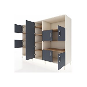 Kronos Dolap 10 Raflı 9 Kapaklı 220x59x163 Aytaşı-antrasit/çam