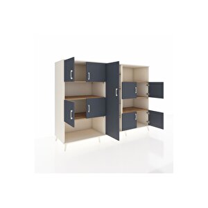 Kronos Dolap 10 Raflı 9 Kapaklı 220x59x163 Aytaşı-antrasit/çam