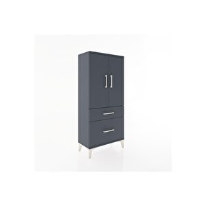 Hyperion Dolap 2 Raflı 2 Çekmeceli 2 Kapaklı 60x44x134 Antrasit-antrasit