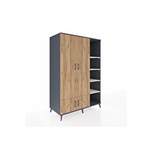 Kronos Dolap 6 Raflı 4 Kapaklı Tek Askılı 132x59x195 Antrasit-çam/aytaşı