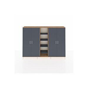Arges Dolap 12 Raflı 4 Kapaklı 220x30x163 Çam-antrasit