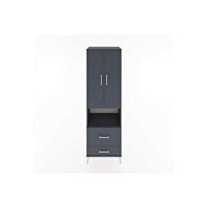 Hyperion Dolap 4 Raflı 2 Çekmeceli 2 Kapaklı 60x44x195 Antrasit-antrasit