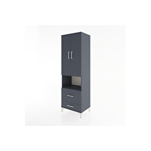 Hyperion Dolap 4 Raflı 2 Çekmeceli 2 Kapaklı 60x44x195 Antrasit-antrasit