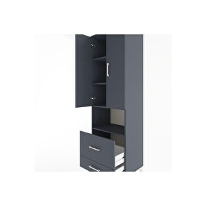 Hyperion Dolap 4 Raflı 2 Çekmeceli 2 Kapaklı 60x44x195 Antrasit-antrasit
