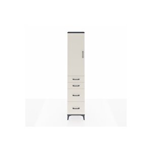 Arges Dolap 3 Raflı 4 Çekmeceli Tek Kapaklı 44x30x221 Antrasit-aytaşı